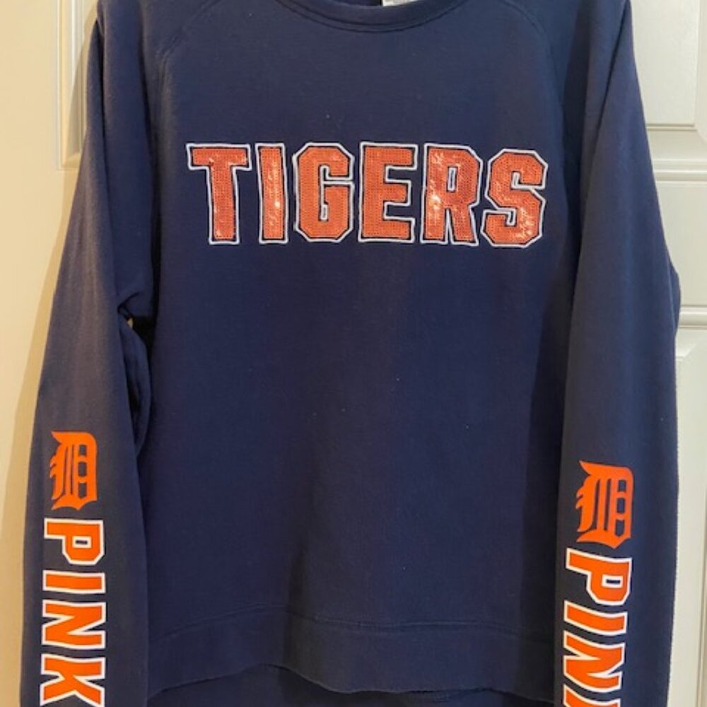 Victorias Secret PINK Bling Sequins Detroit Tigers Sweatshirt Medium - Picture 5 of 5